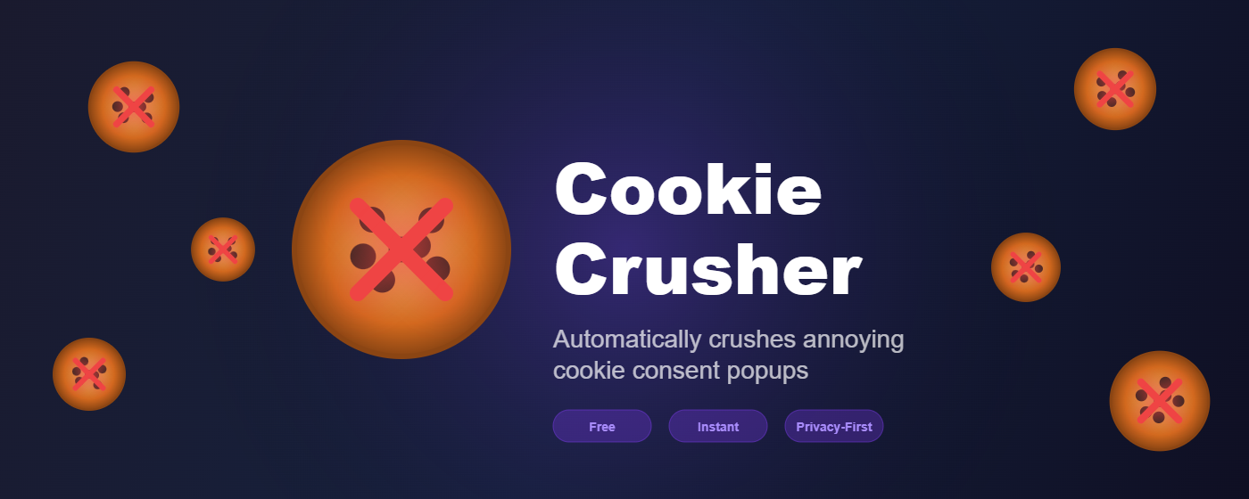 Cookie Crusher dismissing a cookie consent popup automatically